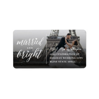 Étiquette Married And Bright Holiday Wedding Photo Address