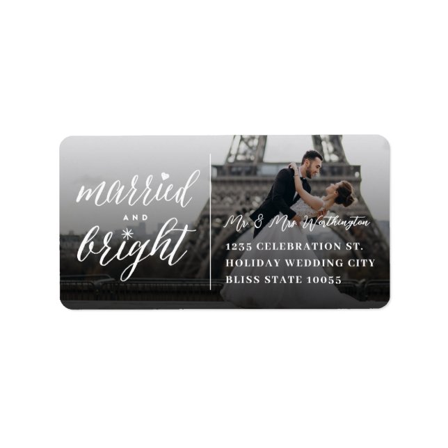 Étiquette Married And Bright Holiday Wedding Photo Address (Devant)