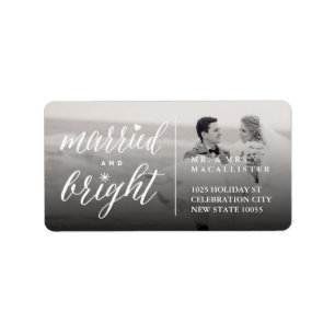 Étiquette Married And Bright Holiday Wedding Photo Address