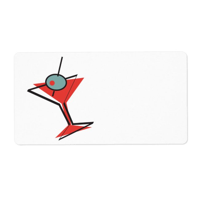 Étiquette martini à l'olive rétro (Devant)
