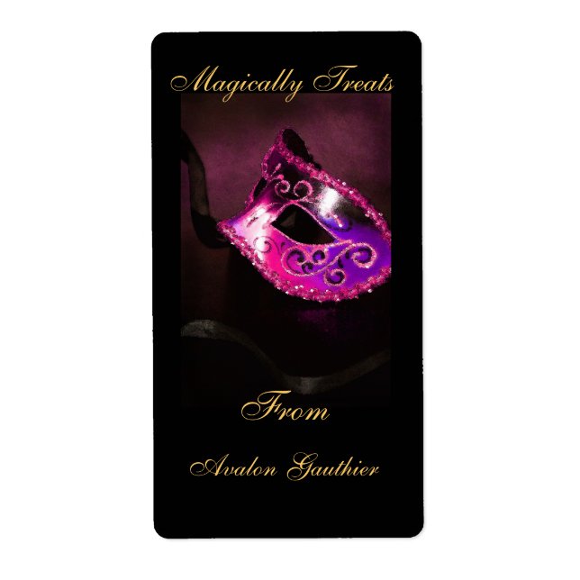Étiquette Mascarade rose Masquerade Masque Halloween Étiquet (Devant)