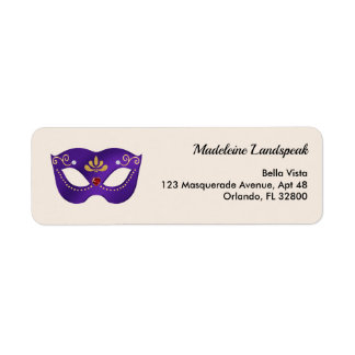 Étiquette Mascarade Royale Violet Royale Albâtre Crème Or