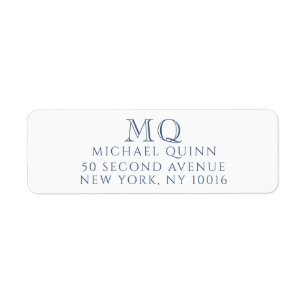 Étiquette Masculine Navy Blue Initiales Adresse de retour La