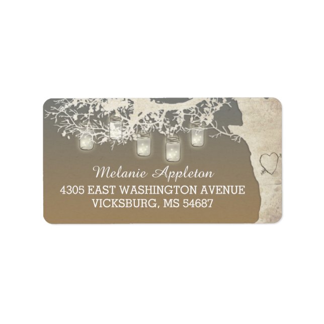 Étiquette Mason Jar Chaîne Lights Arbre Sunset (Devant)