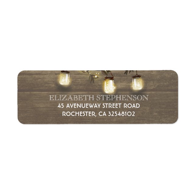 Étiquette Mason Jar illumine le Mariage de la grange rustiqu (Devant)