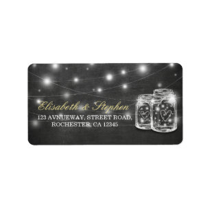 Étiquette Mason Jar String Lights Chalkboard Adresse du Mari