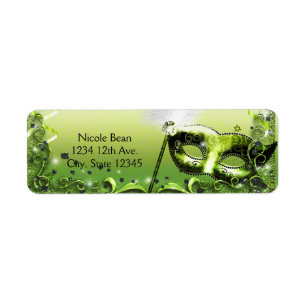 Étiquette Masque de Mascarade Vert Fête de Bal Élégante