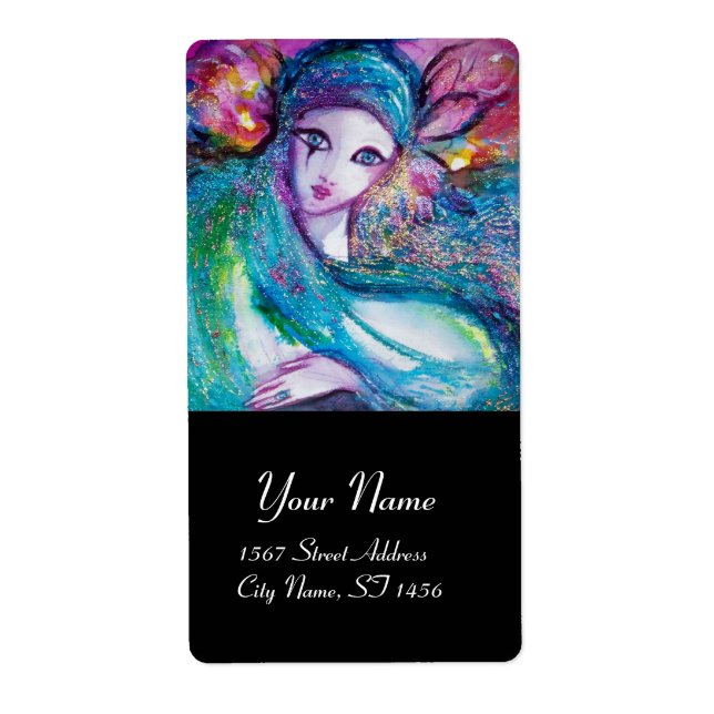 Étiquette MASQUE EN BLEU, noir rose (Devant)