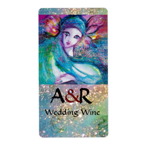 Étiquette MASQUE EN MONOGRAMME BLEU Vin Mariage