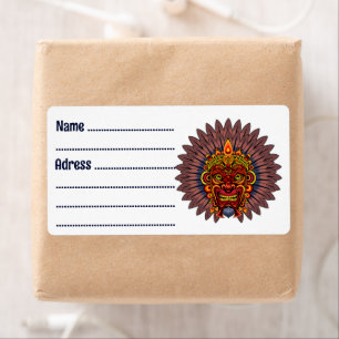 Étiquette Masque rituel du roi guerrier tribal