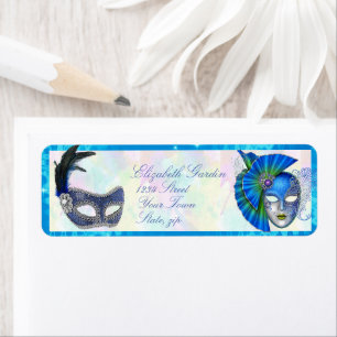 Étiquette Masques de masquerade Mardi Gras Élégant Adresse d