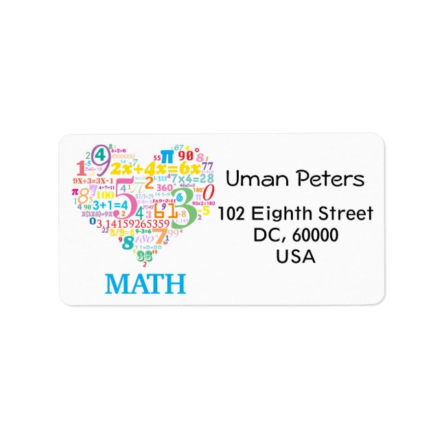Étiquette Math du cœur (Devant)