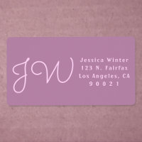 Mauve mûre/Monogramme rose Adresse de retour