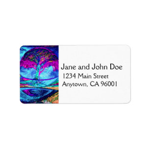 Étiquette Méditation Arbre de vie en pourpre