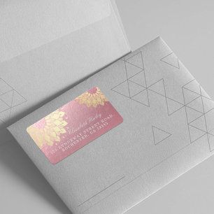 Étiquette Méditation Yoga Instructeur Rose Gold Mandala Lotu