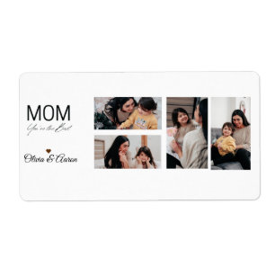 Étiquette Meilleur Mug Collage Photo Maman