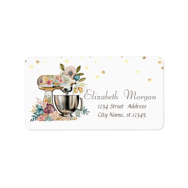 Étiquette Mélange Floral Chic Confetti Doré   (Devant)