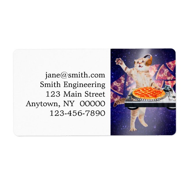 Étiquette Mélangeur de Tourne-disque de chat DJ (Devant)