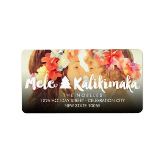 Étiquette Mele Kalikimaka Brosse Arbre de Noël Adresse photo