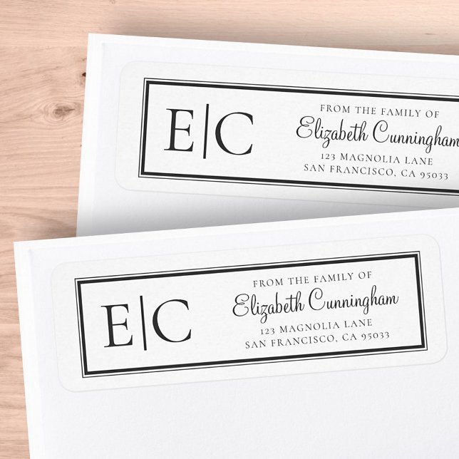 Étiquette Memorial Classic Simple Monogramme Adresse de reto (Créateur téléchargé)