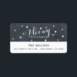 Étiquette Meowny Christmas Chalkboard Chat Adresse de vacanc<br><div class="desc">Ce mignon "meowy noël" étiquette de adresse de Noël met en vedette des motifs d'étoiles en faux or et le visage de chat blanc sur un arrière - plan de tableau noir. Personnalisez-vous pour répondre à vos besoins. Vous pouvez trouver d'autres produits correspondants dans mon magasin.</div>