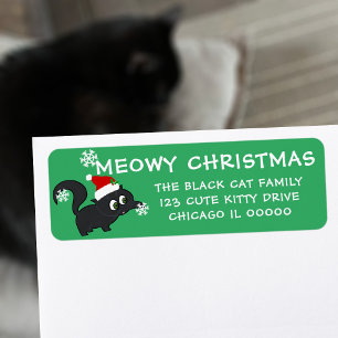 Étiquette Meowny Christmas Père Noël Cat Pet Retourner l'adr