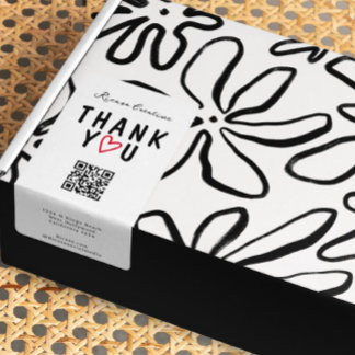 Étiquette Merci avec amour cœur et code QR