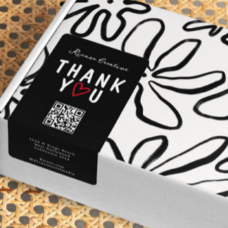 Étiquette Merci avec coeur d'amour et code QR