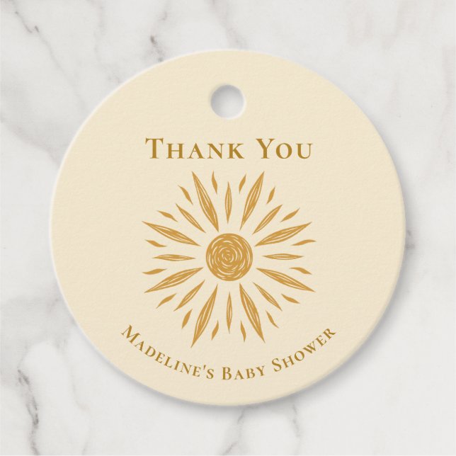 Étiquette Merci Baby shower soleil (Devant)