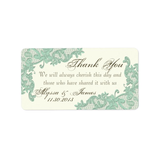 Étiquette Merci de conception dentelle (Devant)