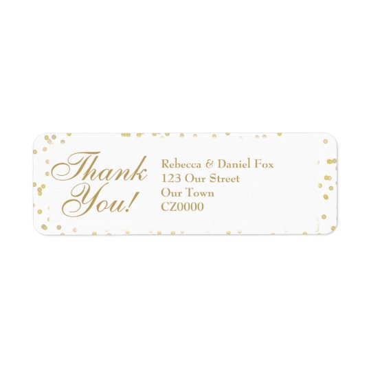 Étiquette Merci de mariage de confettis de la poussière d'or