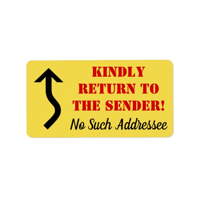 Étiquette "Merci de retourner à l'expéditeur !" "Pas de tel  (Devant)