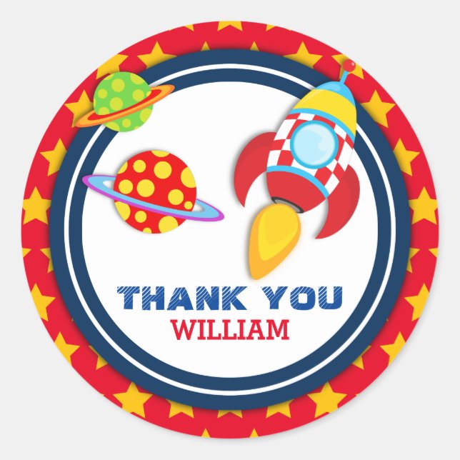 Étiquette Merci de vaisseau fusée Favoriser (Devant)