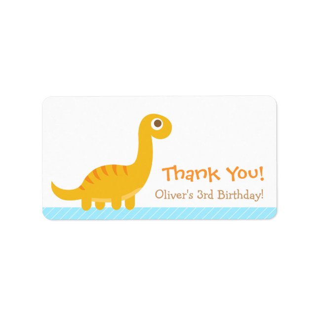 Étiquette Merci, fête sur le thème du dinosaure Brachiosaure (Devant)