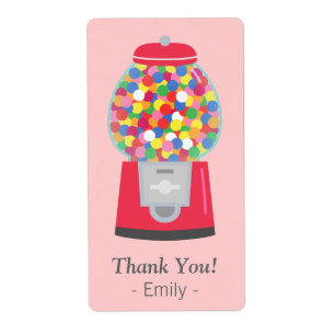 Étiquette Merci, Machine à Balle, Fête de Bonbons