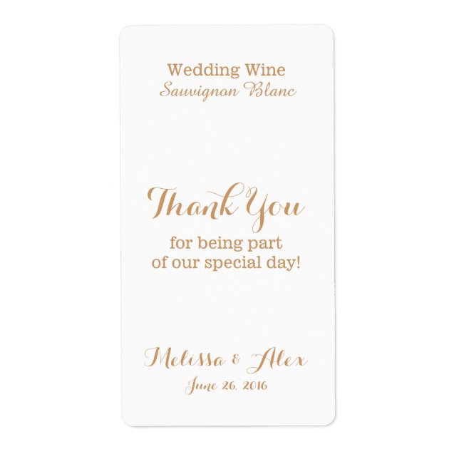 Étiquette Merci mariage du vin (Devant)