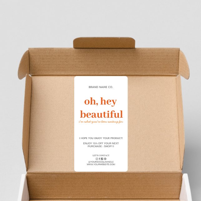 Étiquette Merci pour l'ordre 70 | Orange et Grey Retro (Créateur téléchargé)