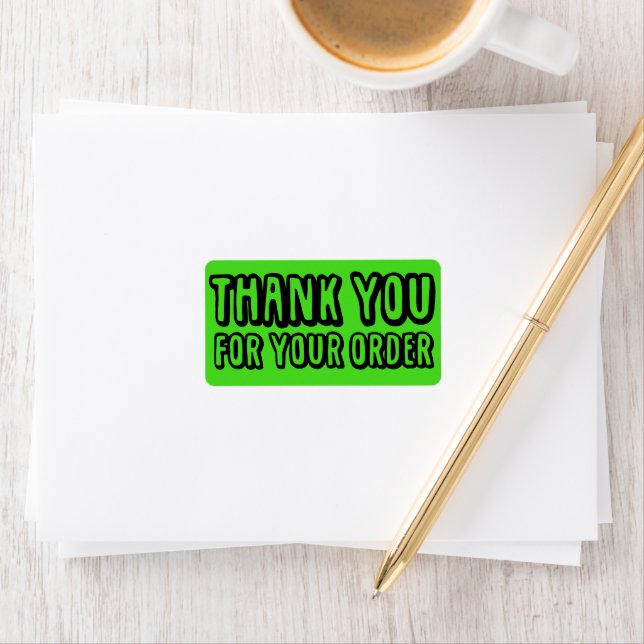 Étiquette Merci pour votre commande Black Lime Petite entrep (En situation)
