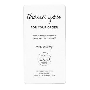 Étiquette Merci Pour Votre Commande Business Logo Chic Blanc