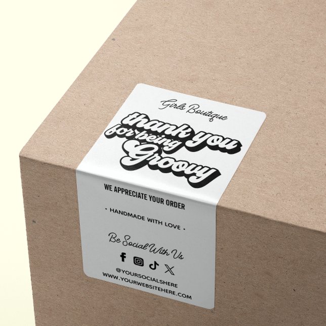 Étiquette Merci Rétro pour l'achat Super noir et blanc (Créateur téléchargé)