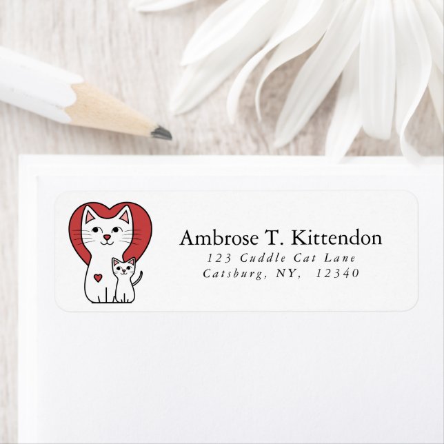 Étiquette Mère blanche Amoureux des chats Kitten Dessin joye (En situation)