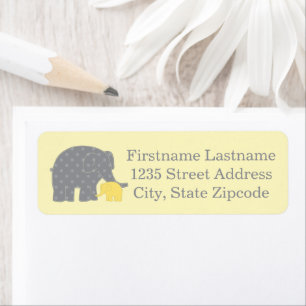 Étiquette Mère Eléphant Jaune Chien gris Baby shower