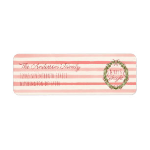 Étiquette Merry & Bright Red Stripes Wire de Noël