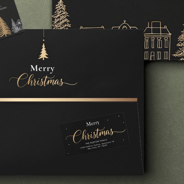 Étiquette Merry Christmas Calligraphy I Return Address Label (Créateur téléchargé)