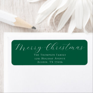 Étiquette Merry Christmas Evergreen Return Address Label