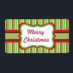 Étiquette Merry Christmas Gift Tag Labels<br><div class="desc">Stripes give this Merry Christmas label retro style. Use these festive Christmas labels on gifts,  presents,  packages,  crafts,  kitchen items,  christmas cookie packages,  etc... The design is from original art.</div>