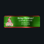Étiquette Merry Christmas Gnome Red Green Metallic Address<br><div class="desc">Add a festive touch to your holiday mailings with these cute gnome return address labels. The design features a gnome dressed in red and white striped hat holding a sign that says "Ho! Ho! Ho!" Above your personalized address it reads "Merry Christmas!" on a shiny faux metallic green and red...</div>