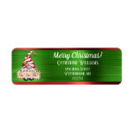 Étiquette Merry Christmas Gnome Red Green Metallic Address<br><div class="desc">Add a festive touch to your holiday mailings with these cute gnome return address labels. The design features a gnome dressed in red and white striped hat holding a sign that says "Ho! Ho! Ho!" Above your personalized address it reads "Merry Christmas!" on a shiny faux metallic green and red...</div>