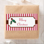 Étiquette Merry Christmas Holly Labels<br><div class="desc">Holly and berries decorate  these holiday  labels. Use these holiday labels on Christmas cards,  gifts,  crafts,  baked goods,  kitchen items,  scrapbooks,  candy,  Christmas candy,    etc...  The design is from original art.</div>