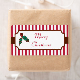 Étiquette Merry Christmas Holly Labels